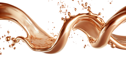 copper liquid metal splashing isolated on white background 