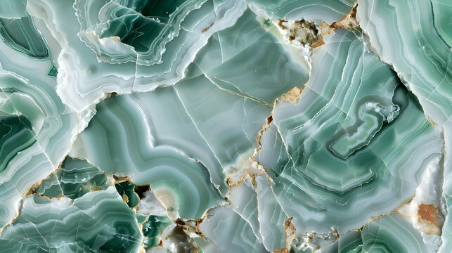 A close-up view of green agate stone showcasing its intricate patterns and textures.
