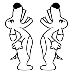 2 Dogs Barking Evil Howling Roaring Upwards Team Design Lover Art Vector Illustration Card T-Shirt Poster Sticker Graphic Print Decorative Drawing Isolated Logo Decoration Symbol Creative Cool Style
