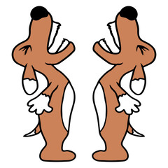 2 Dogs Barking Evil Howling Roaring Upwards Team Design Lover Art Vector Illustration Card T-Shirt Poster Sticker Graphic Print Decorative Drawing Isolated Logo Decoration Symbol Creative Cool Style
