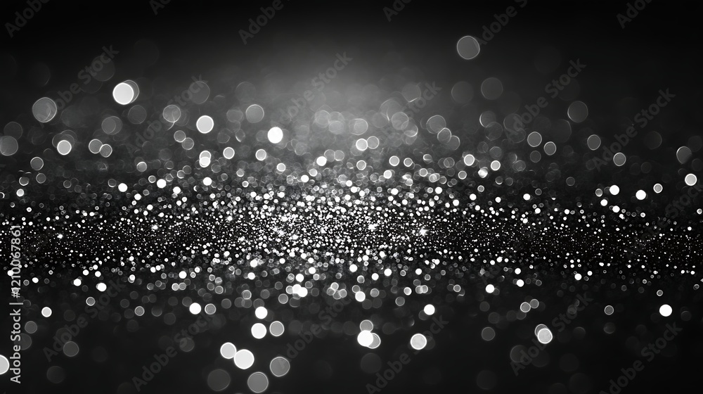 Poster silver glitter sparkle: abstract background of silver glitter with bokeh lights, creating a luxuriou
