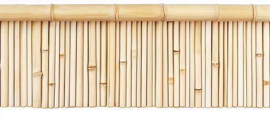 Natural bamboo fence panel, isolated on white background, for design use