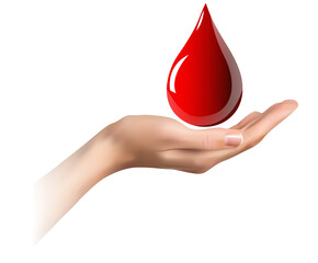 blood drop on hand, World Blood Donor Day