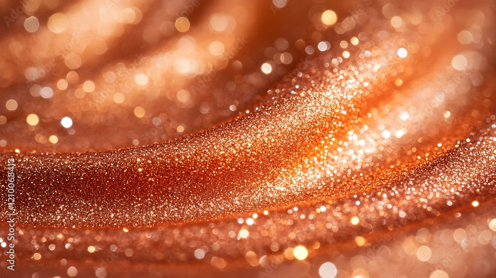 Poster copper shimmer: abstract close-up of luxurious copper fabric with shimmering glitter, creating a swi