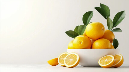 White bowl with oranges and leaves