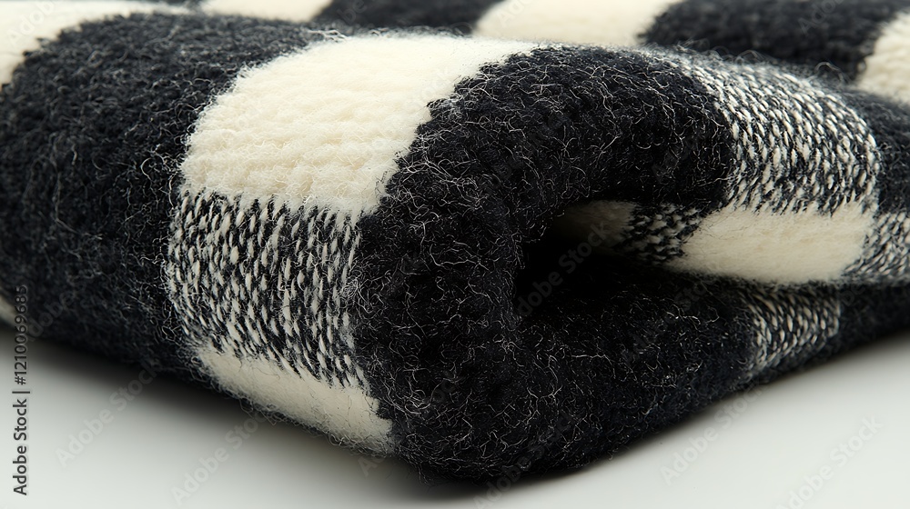 Poster black and white checkered fabric: a close-up of a black and white checkered fabric with a soft, text