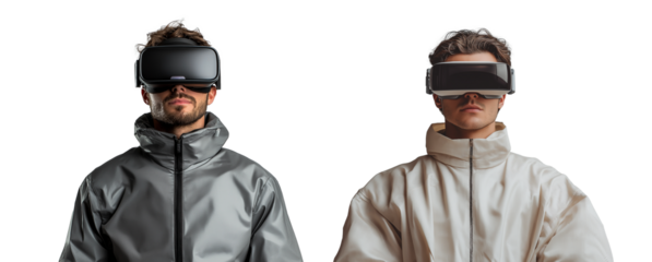 man wear VR Glasses in metaverse world futuristic