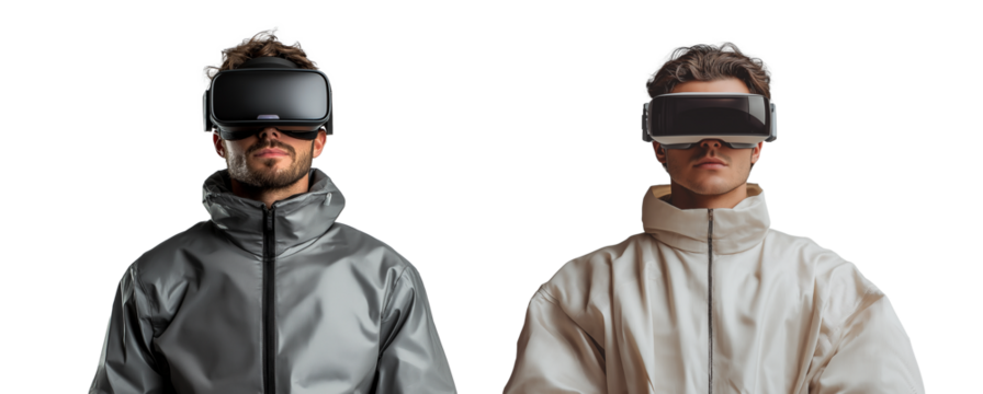 man wear VR Glasses in metaverse world futuristic