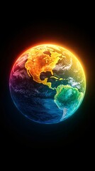 Fototapeta premium Vibrant earth illustration global view digital art cosmic environment aesthetic perspective nature's beauty