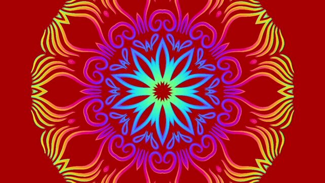 caleidoscope classic gradient circle flower art pattern of traditional tenun batik ethnic dayak ornament for animation ads