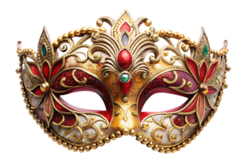 Ornate venetian carnival mask isolated on transparent background
