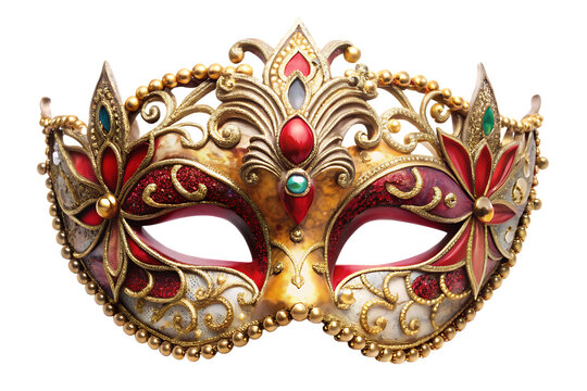Ornate venetian carnival mask isolated on transparent background