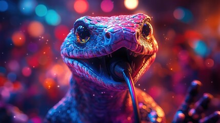 Singing snake concert stage bokeh fun