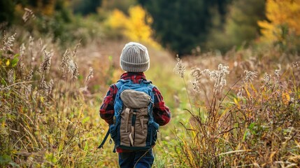 A person hiking in the mountains surrounded by nature.