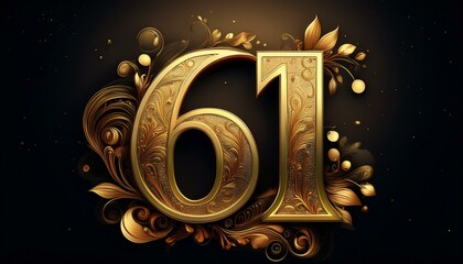 Number 61 gold. Generated image