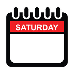 Saturday red and black calendar web button. Saturday days of the week. week icon. notepad sticky. notes vector illustration