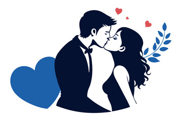 happy valentine day silhouette of a couple kissing