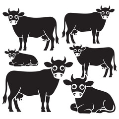 jersey cow vector black silhouette vector illustration white background
