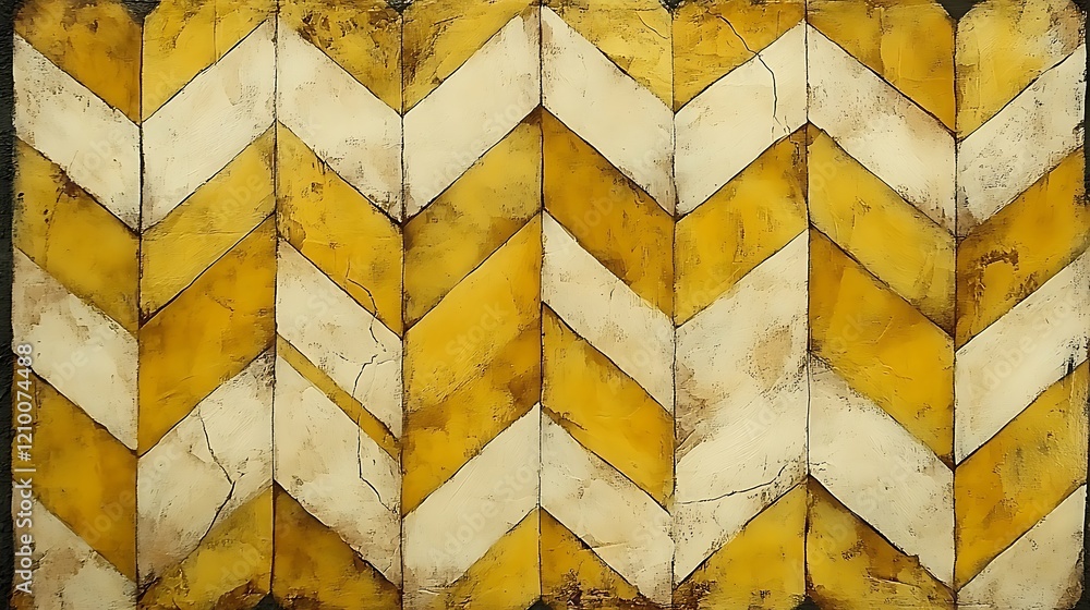 Poster abstract chevron pattern in ochre and cream: a mesmerizing abstract pattern featuring chevron shapes