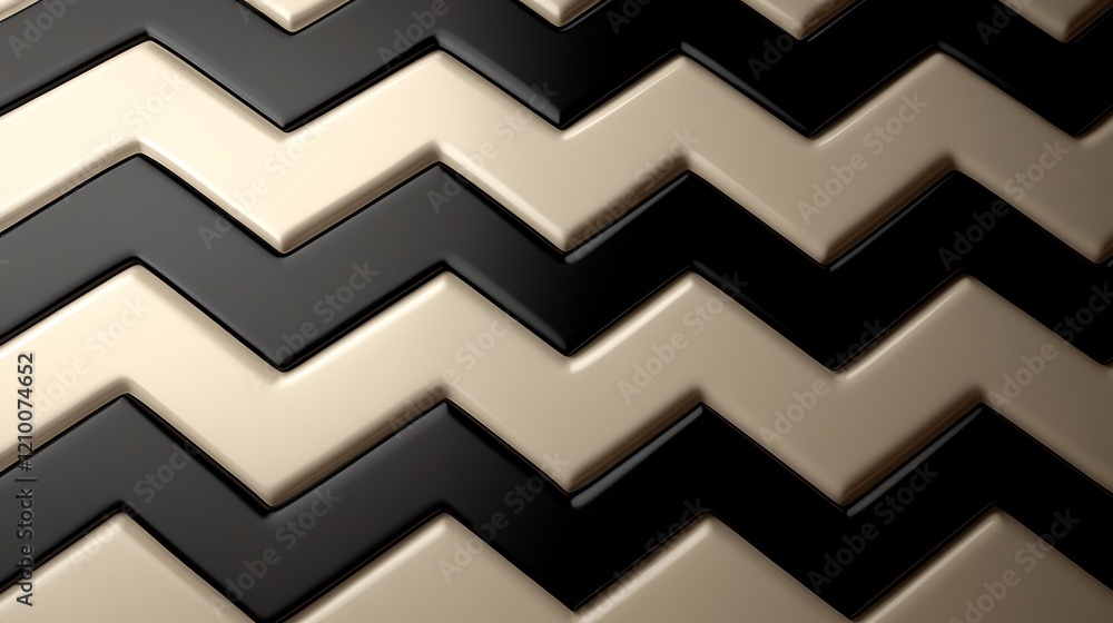 Aufkleber black and beige chevron pattern: abstract background featuring a striking pattern of alternating bla