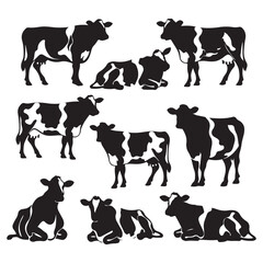 jersey cow vector black silhouette vector illustration white background