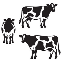 jersey cow vector black silhouette vector illustration white background