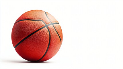 Fototapeta premium Orange basketball with black lines on white background sports equipment for game play