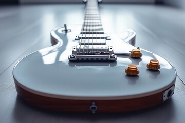 Moderne wei&szlig;e E-Gitarre mit elegantem Design

