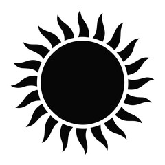 Black Sun Icon Silhouette vector illustration on a transparent background