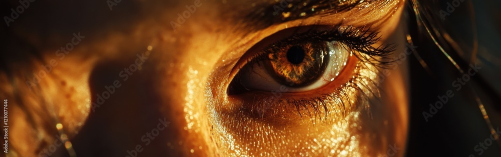 Poster Macro shot capturing the intricate details and textures of a dog's face illuminated by natural light