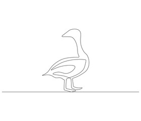 Continuous one line drawing of swan. Swan symbol of love and loyalty. Single line drawing illustration of swan. Concept vector art. Doodle line illustration.