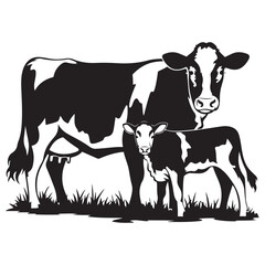 jersey cow vector black silhouette vector illustration white background