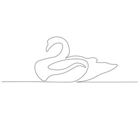 Continuous one line drawing of swan. Swan symbol of love and loyalty. Single line drawing illustration of swan. Concept vector art. Doodle line illustration.
