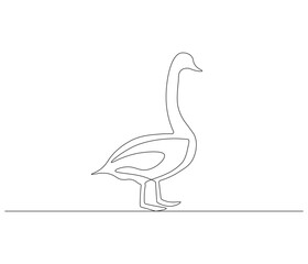 Obraz premium Continuous one line drawing of swan. Swan symbol of love and loyalty. Single line drawing illustration of swan. Concept vector art. Doodle line illustration.