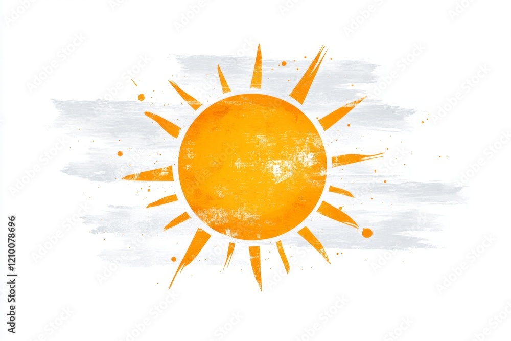 Poster a minimalist yellow sun icon with simple rays extending outward, set against a white background for 