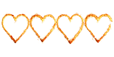 Set of fiery heart love shapes isolated on white background PNG.AI GENERATED