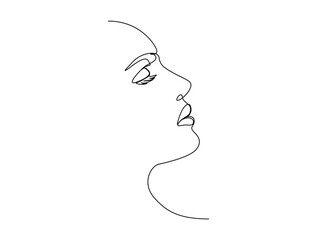 Continuous one line drawing of abstract beautiful lady face. Beautiful woman for beauty care concept illustration. Editable stroke.