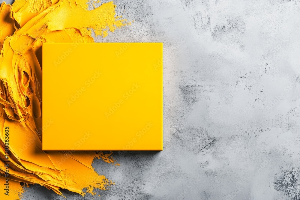 Aufkleber A simple design featuring a yellow square in the center of a neutral gray canvas, creating a bold and modern aesthetic