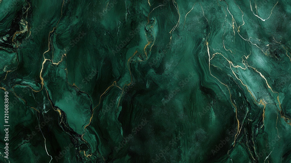 Poster Dark forest green backdrop with rich textures creates a sense of depth and tranquility in the design space