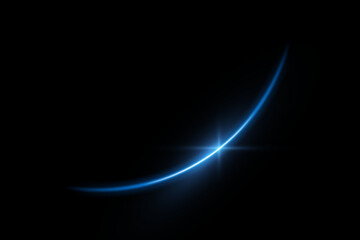 The edge of a solar eclipse. Blue bright star and shimmering glare, transparent sunlight special lens flare light effect. Solar flare. Sun flash. Png.