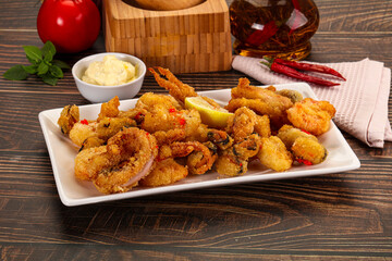 Fritto misto - deep fried seafood mix