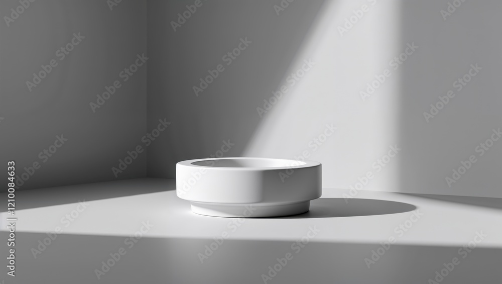 Poster a minimalistic white bowl sits in a shadowy corner, illuminated by soft light, creating a play of sh