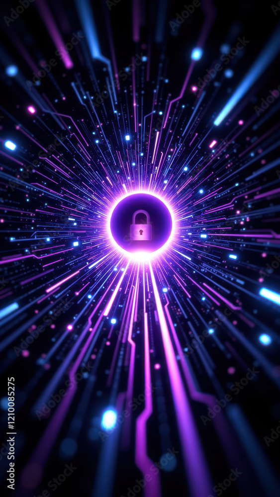 Poster ai-generated virtual reality technology with vibrant neon lights and intricate circuit patterns surr