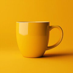 Yellow ceramic mug isolated 