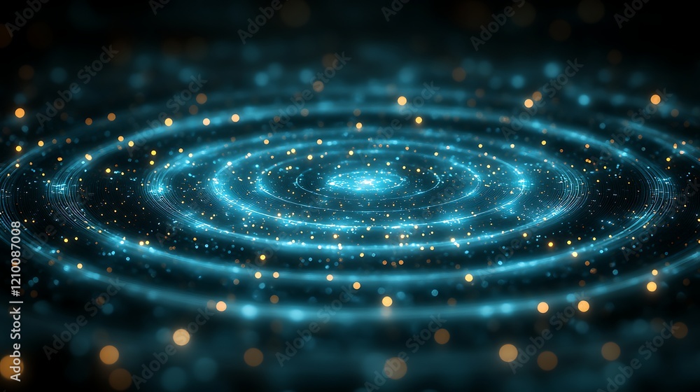 Poster abstract blue ripples: a mesmerizing abstract background with swirling blue circles of light creatin