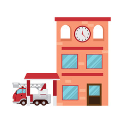 Obraz premium firefighter station with clock