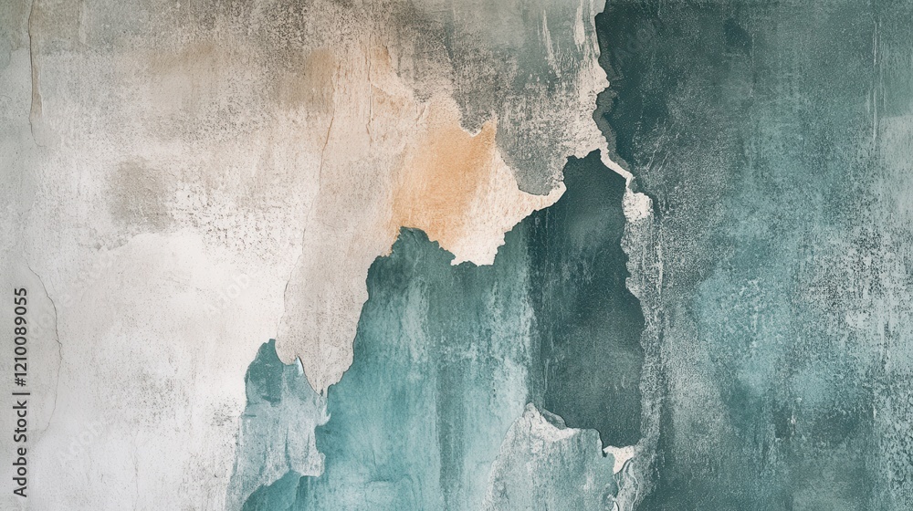 Aufkleber muted teal and gray wall art featuring soft pencil strokes and torn edges creating a modern and bala