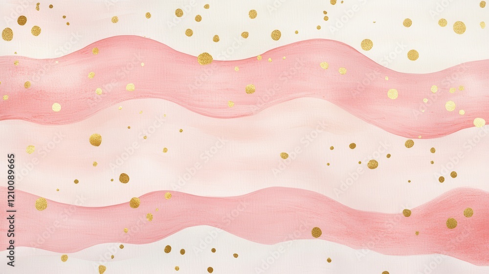 Poster soft pastel pink gradient with golden dots creating an elegant artistic background