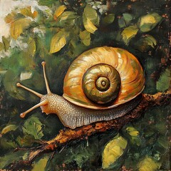 Snail in Shell: A Close-Up Nature Painting