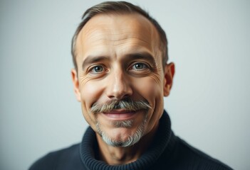 Obraz premium Portrait of a man with a moustache, looking directly at the camera